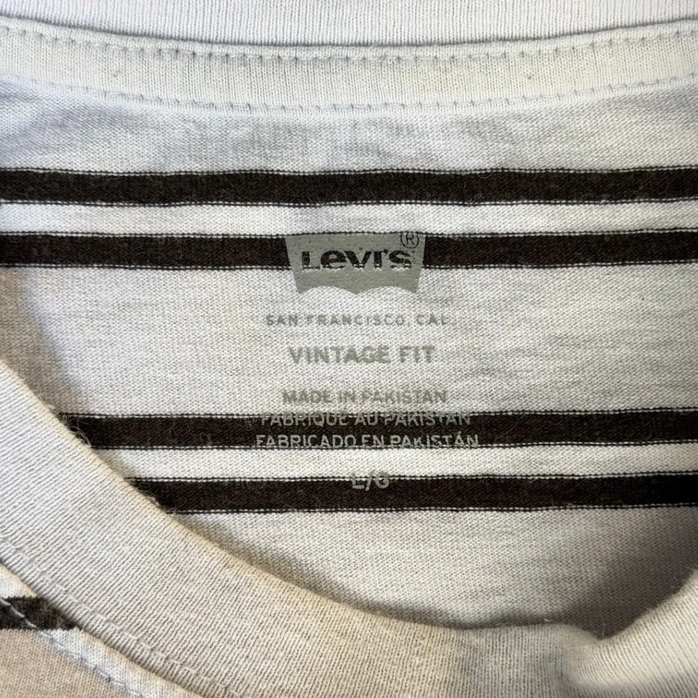 Levis Vintage Fit Striped T-Shirt Mens Large White Black Short Sleeve Cotton Tee